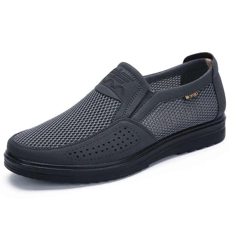 Men's Moccasin Shoes | Breathable Mesh Black Size 42 Textile 5