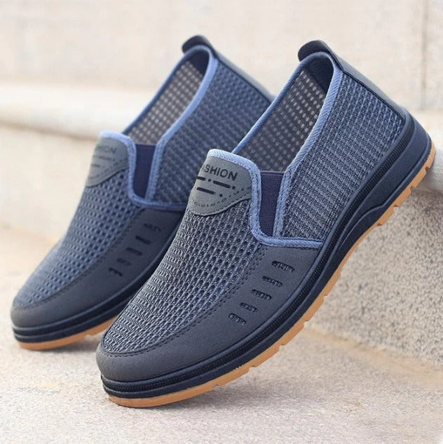 Men's Moccasin Shoes | Breathable Mesh Black Size 42 Textile 6