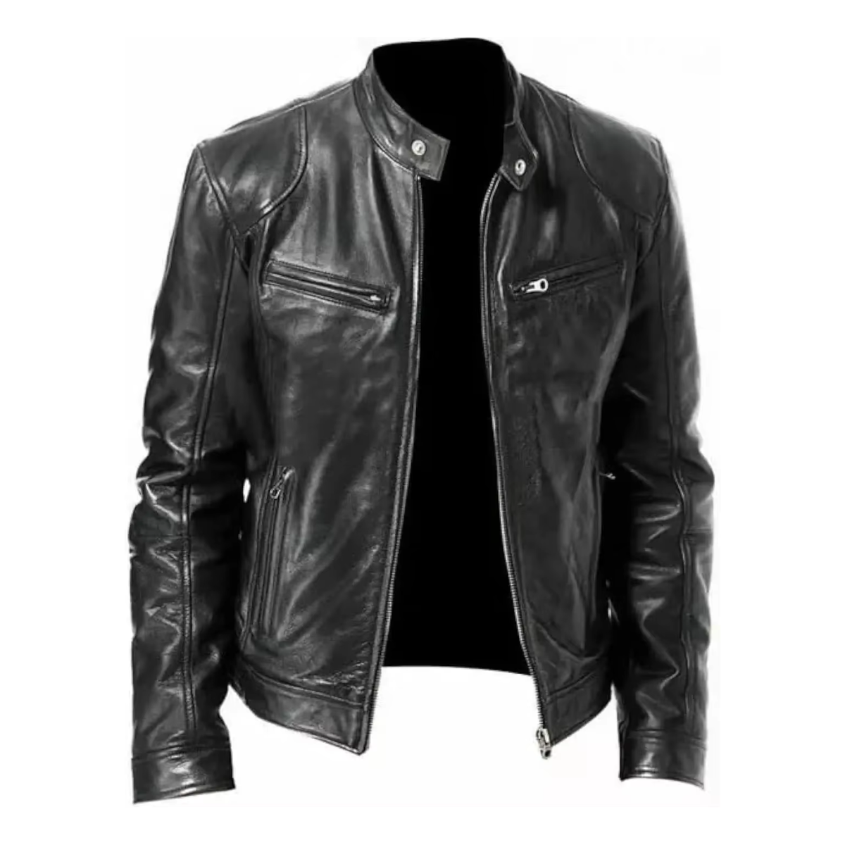Men's Premium Leather Jacket | Classic Zipper Outerwear 2