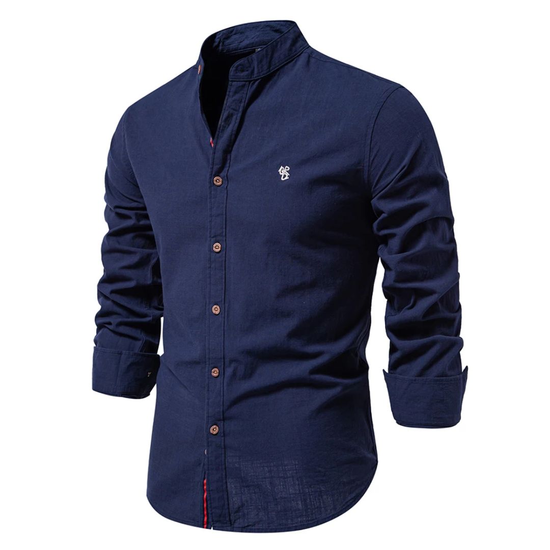 Men's Stand-Up Collar Shirt | Long Sleeve Casual Wear 7