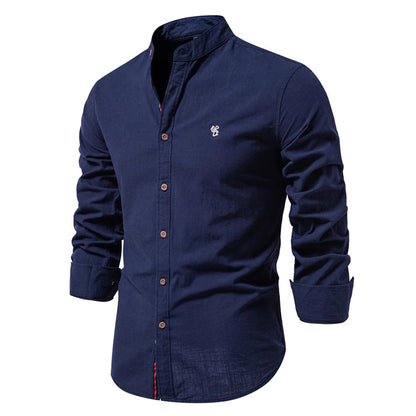 Men's Stand-Up Collar Shirt | Long Sleeve Casual Wear 7