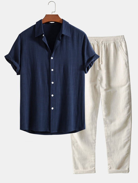Men's Summer Set | Short-Sleeved Shirt and Trousers 0