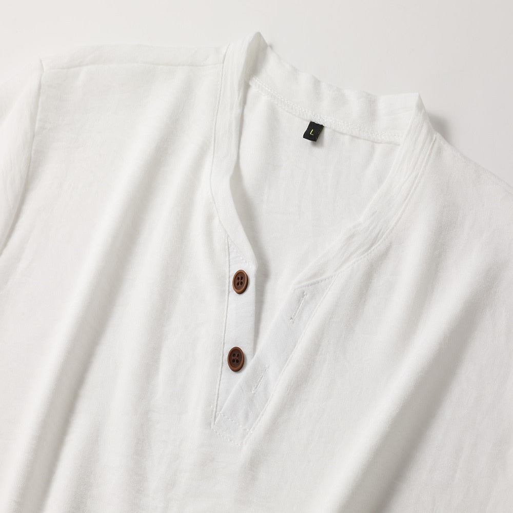 Men's V-Neck Henley T-Shirt | Classic Casual Style 4