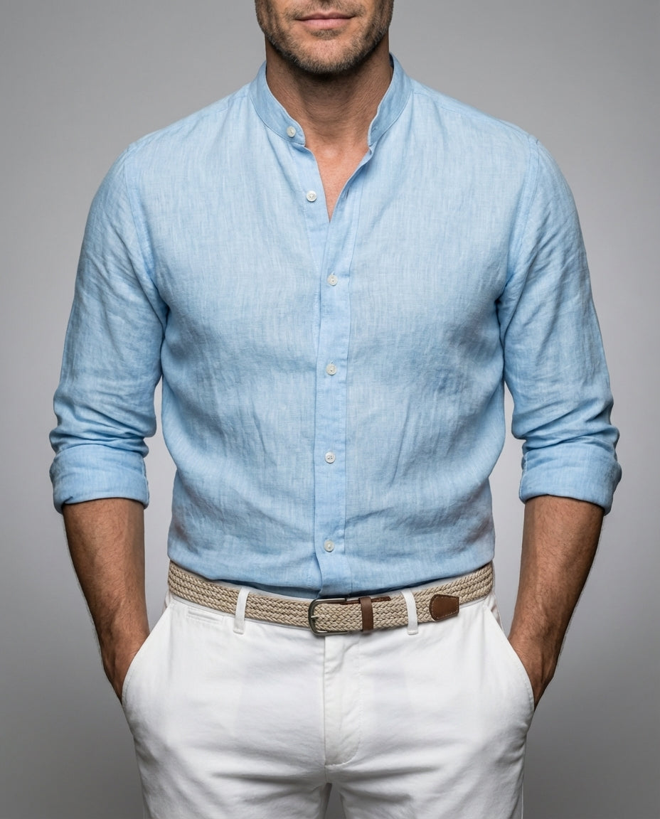 Men's V-Neck Linen Shirt | Casual Summer Wear 1