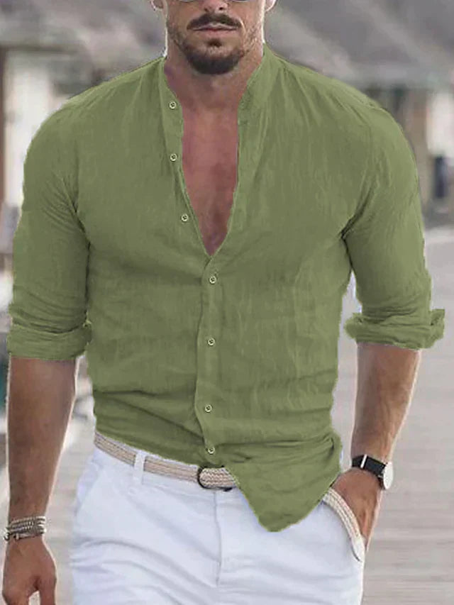 Men's V-Neck Linen Shirt | Casual Summer Wear 2