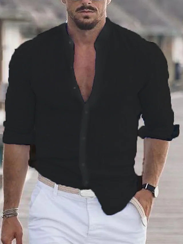 Men's V-Neck Linen Shirt | Casual Summer Wear 6