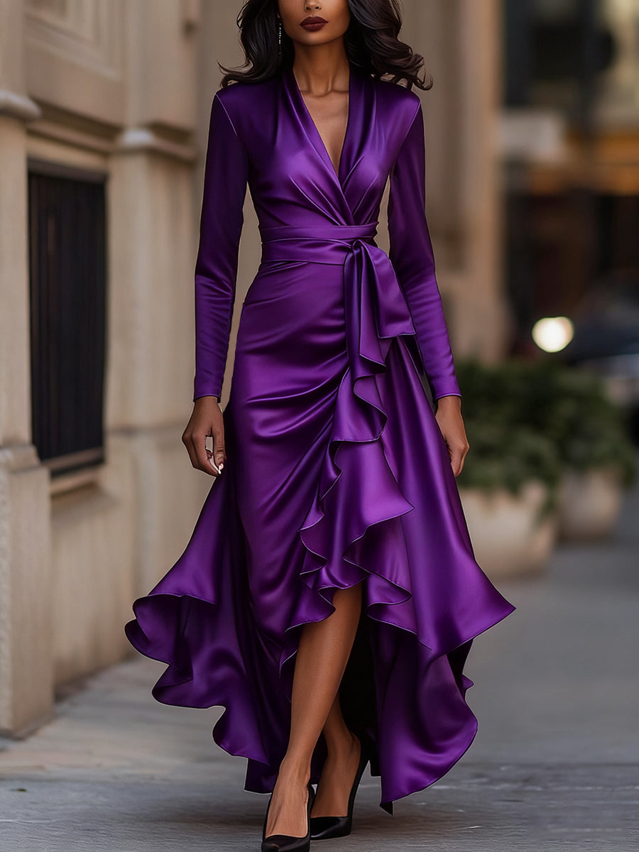 Midnight Blue Long Sleeve Maxi Dress | Elegant Evening Wear 10