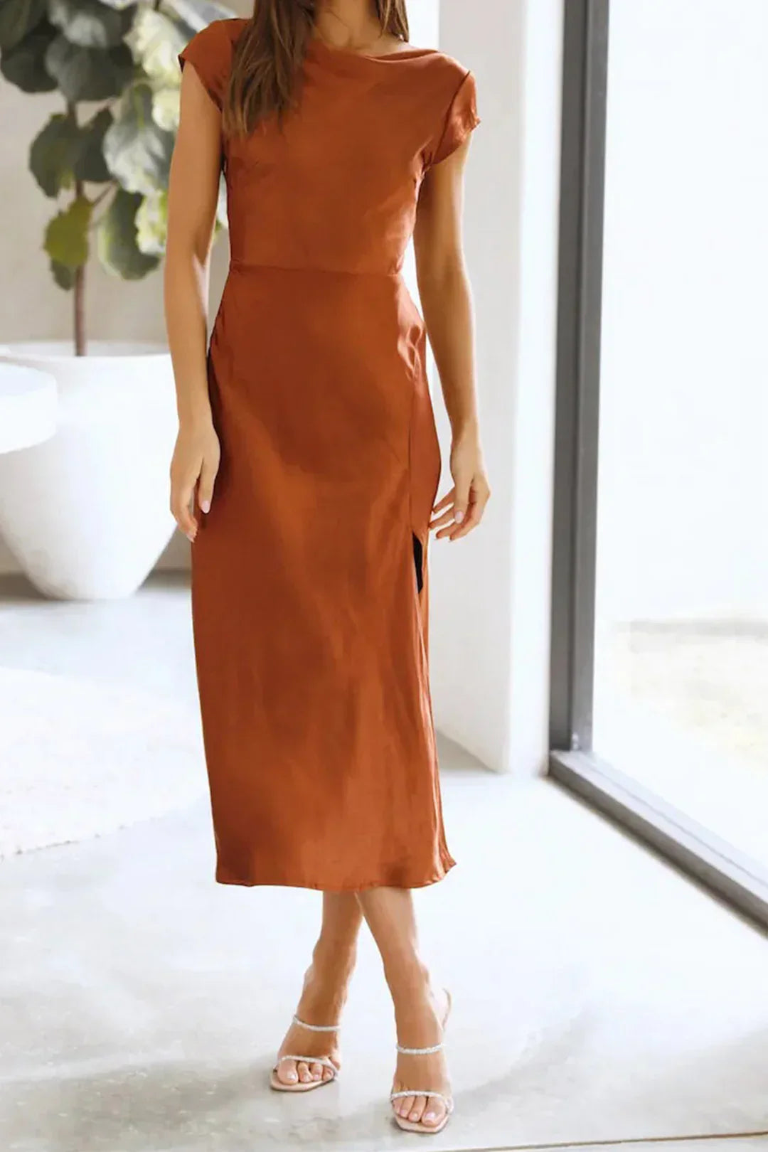 Minimalist Midi Slip Dress | Women's Cocktail Dress 1