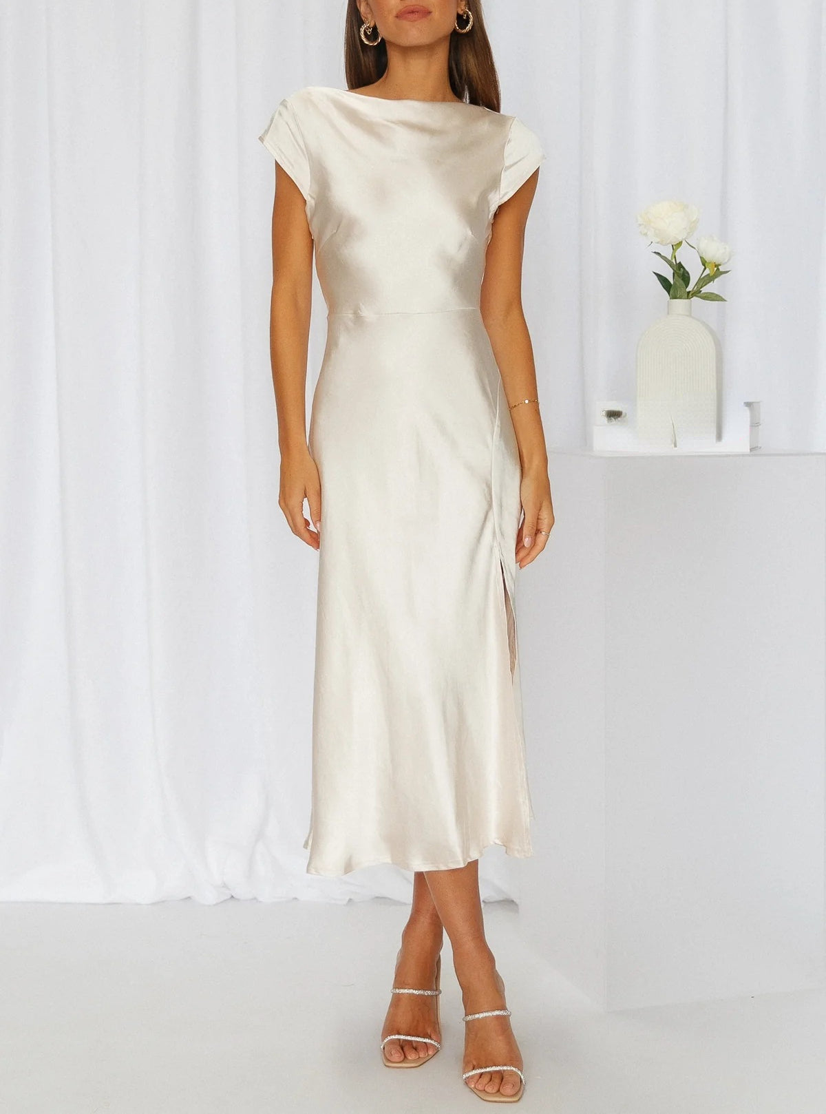 Minimalist Midi Slip Dress | Women's Cocktail Dress 2