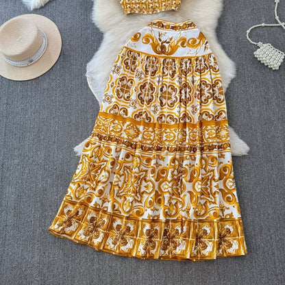 Modern Greece Cropped Top and Skirt Set | Women's Summer Outfit 4