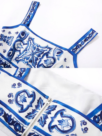 Modern Greece Cropped Top and Skirt Set | Women's Summer Outfit 6