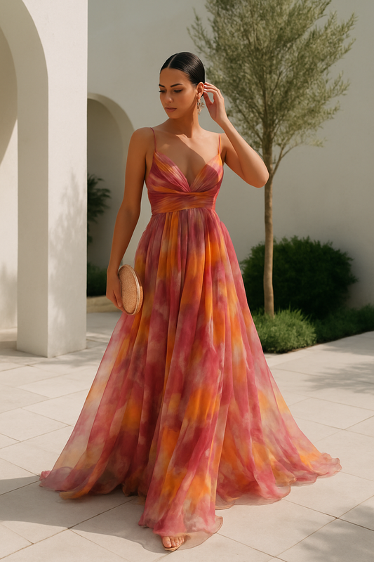 Multicolor V-Neck Maxi Dress | Women's Formal Dress 0