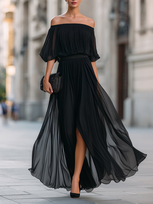 Ophelina | Women's One-Shoulder Pleated Maxi Dress 0