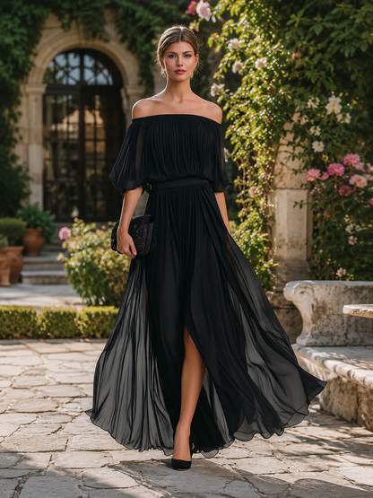 Ophelina | Women's One-Shoulder Pleated Maxi Dress 4