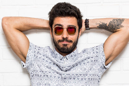 Retro P3 Round Sunglasses Metal Frame Black 3
