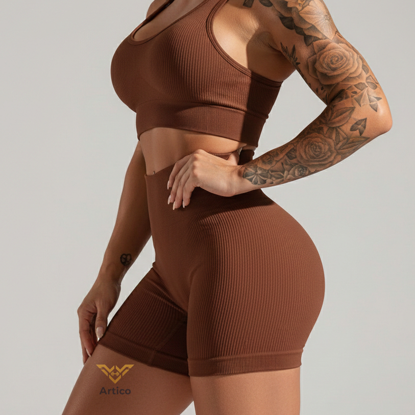 Ribbed Fitness Shorts Black Size S/M L/XL Nylon Blend 17