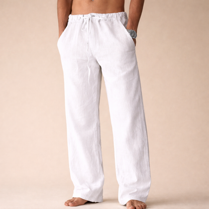 Rivello White Linen Pants | Lightweight Relaxed Trousers 0