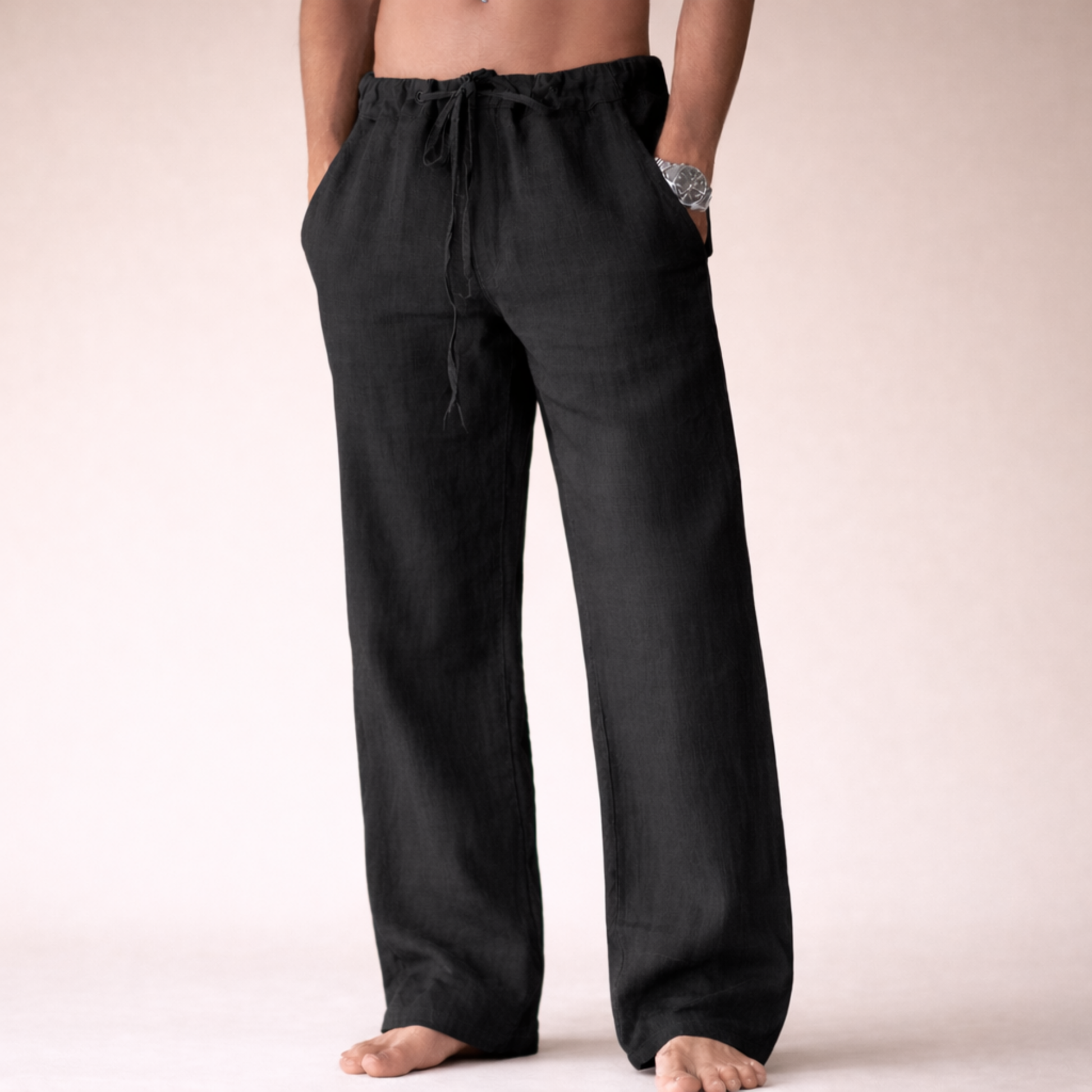 Rivello White Linen Pants | Lightweight Relaxed Trousers 3