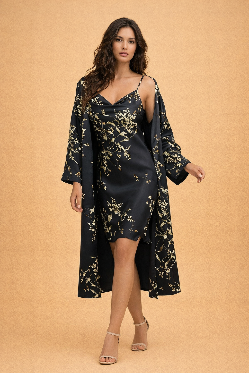 Satin Cape Set | Elegant Two-Piece Nightwear 2
