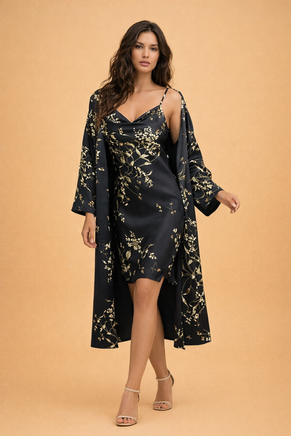 Satin Cape Set | Elegant Two-Piece Nightwear 2