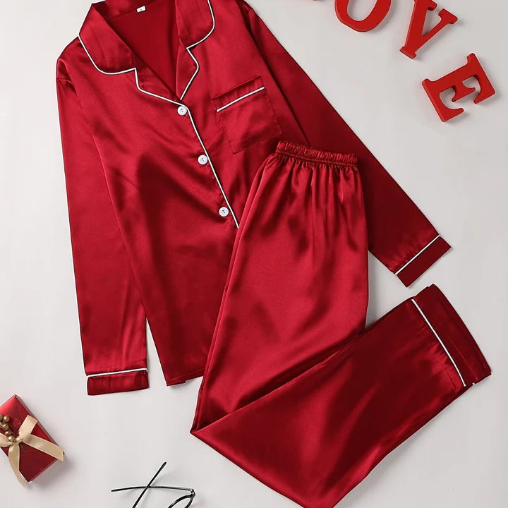 Satin Pajama Set for Women | Elegant Lounge Set 12