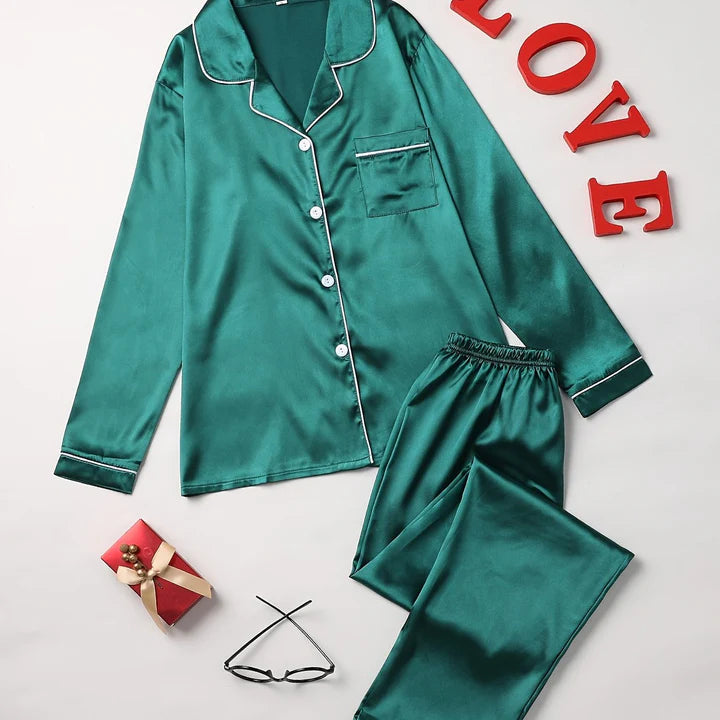 Satin Pajama Set for Women | Elegant Lounge Set 14