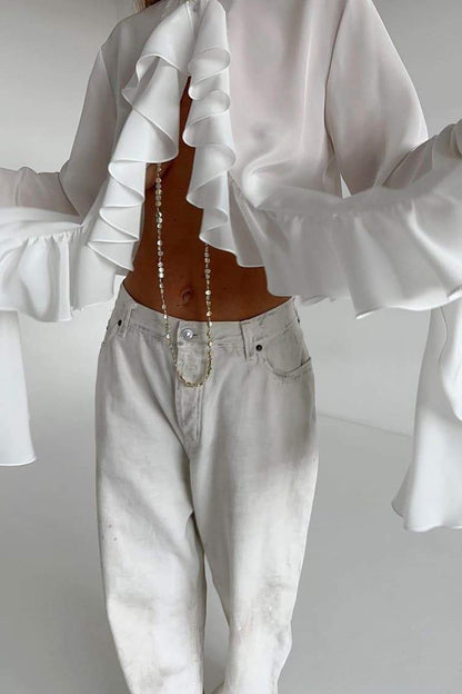 Semi-transparent Blouse White Size M Chiffon 5