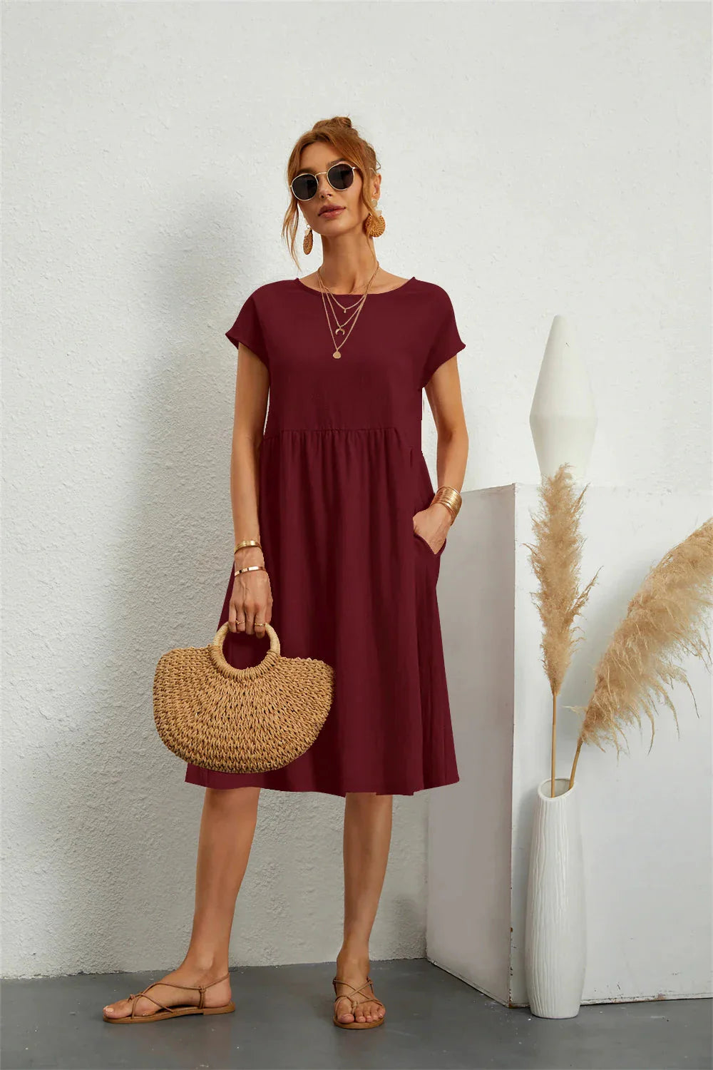 Seraphine | Women's Midi Dress with Pockets and Lightweight Fabric 11