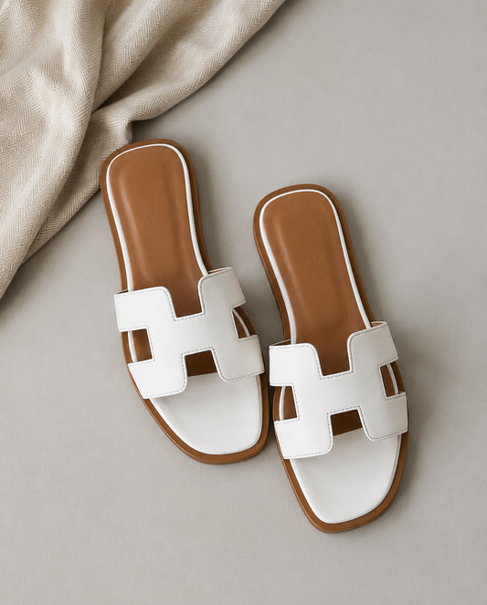 Soleil | Women's Leather Flat Sandals with H-Strap 0