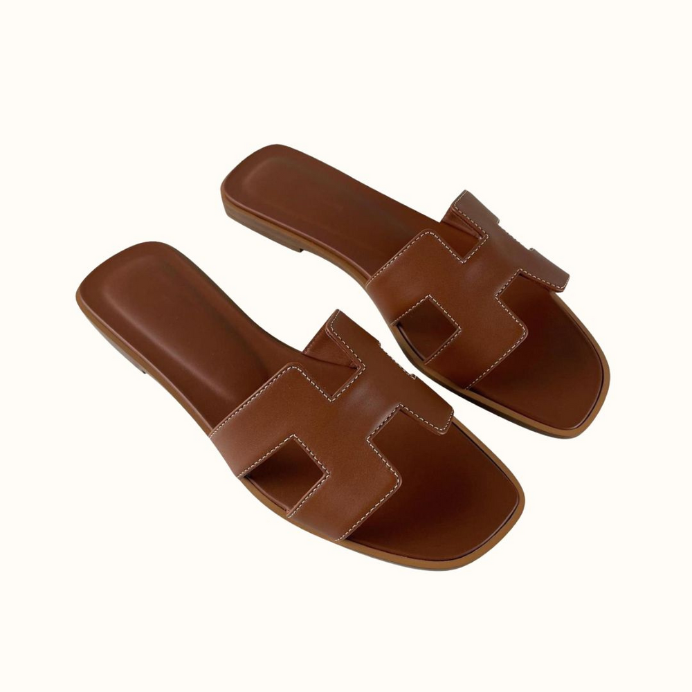 Soleil | Women's Leather Flat Sandals with H-Strap 4