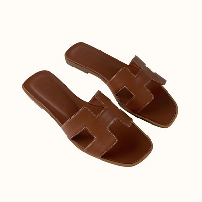 Soleil | Women's Leather Flat Sandals with H-Strap 4