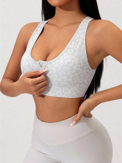 Sports Bra Leopard Print Size S-XL Polyamide Blend 2