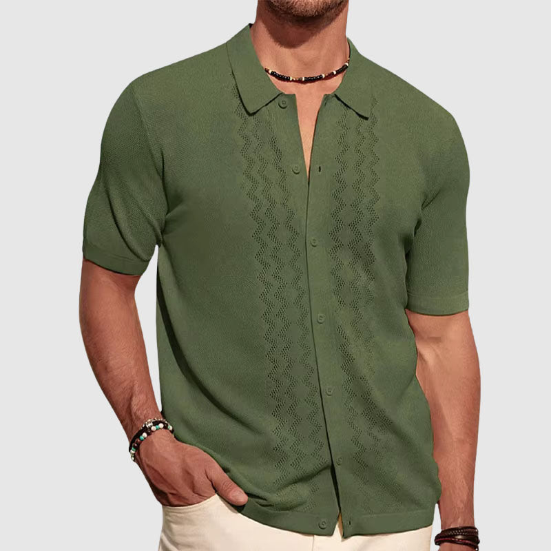 Summer Knitted Shirt | Men's Short-Sleeve Button-Up 0