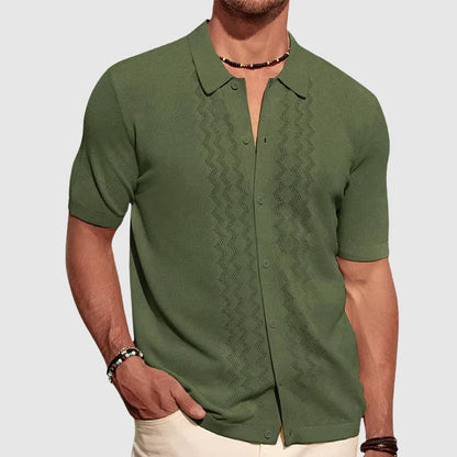 Summer Knitted Shirt | Men's Short-Sleeve Button-Up 0