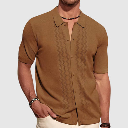 Summer Knitted Shirt | Men's Short-Sleeve Button-Up 1