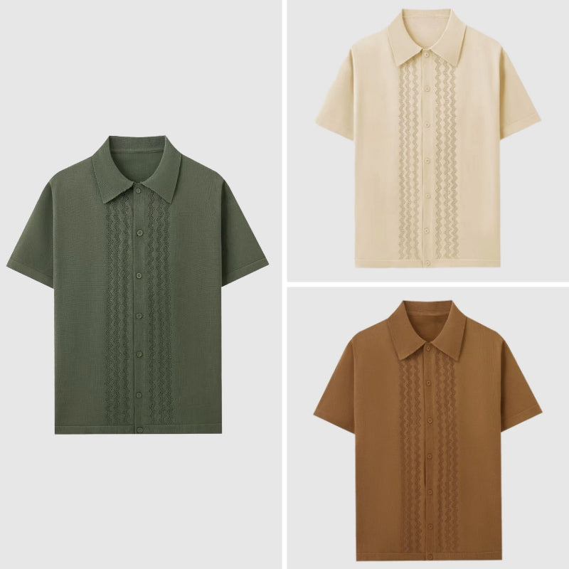 Summer Knitted Shirt | Men's Short-Sleeve Button-Up 3