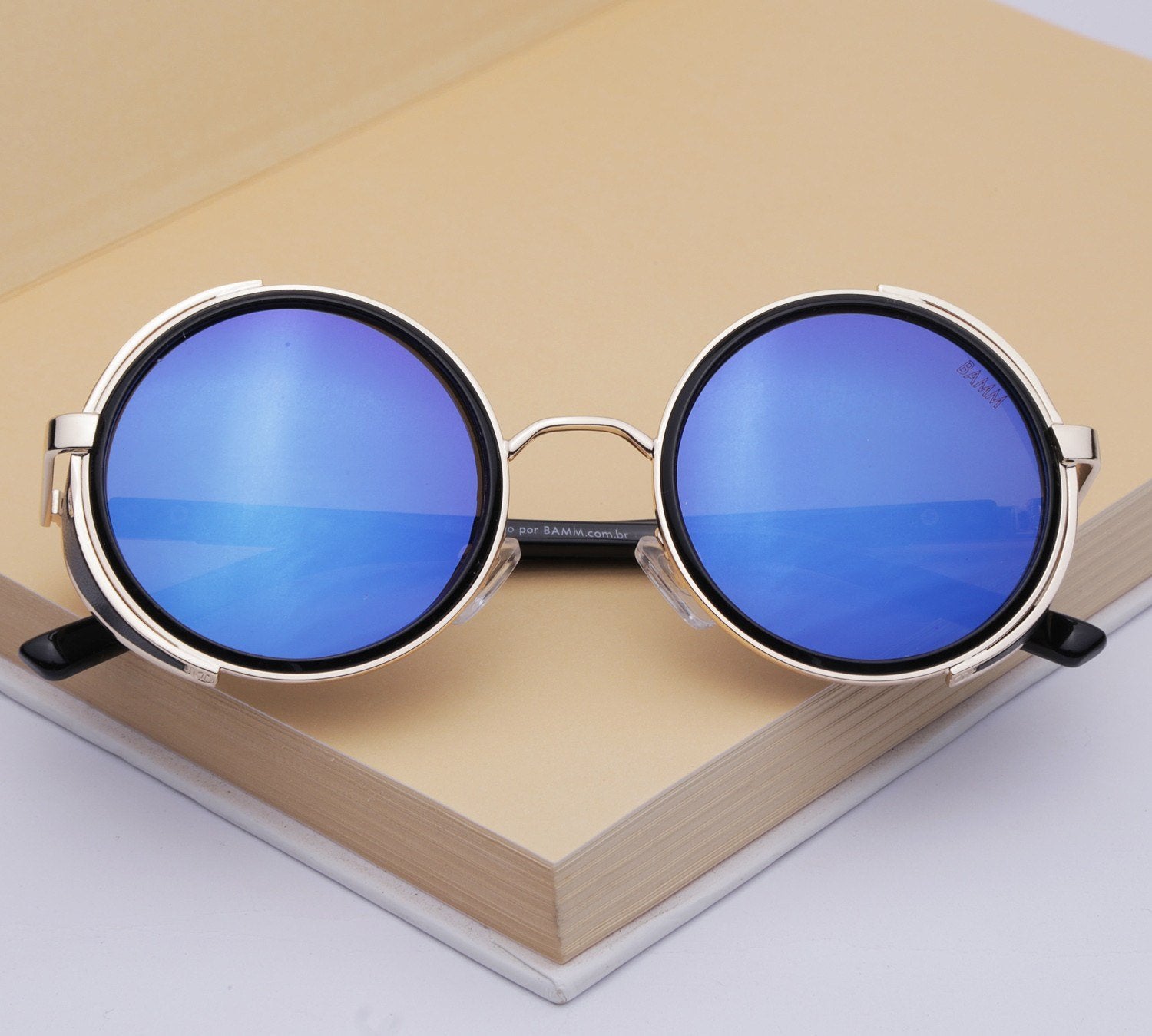 Tarantino Revo | Steampunk Sunglasses Round Mirrored Black 4