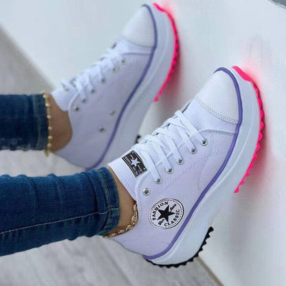 Trendy Women's Platform Sneakers | Lace-Up Casual Footwear 0
