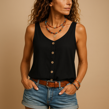 V-Neck Sleeveless Women's Top | Boho Summer Fashion 3