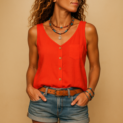 V-Neck Sleeveless Women's Top | Boho Summer Fashion 6