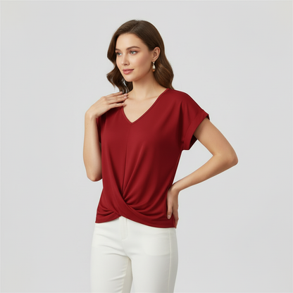 V-Neck Twist Detail Top | Women's Short Sleeve Top 2