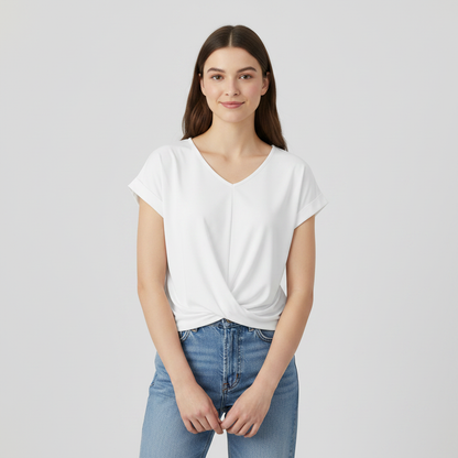 V-Neck Twist Detail Top | Women's Short Sleeve Top 3
