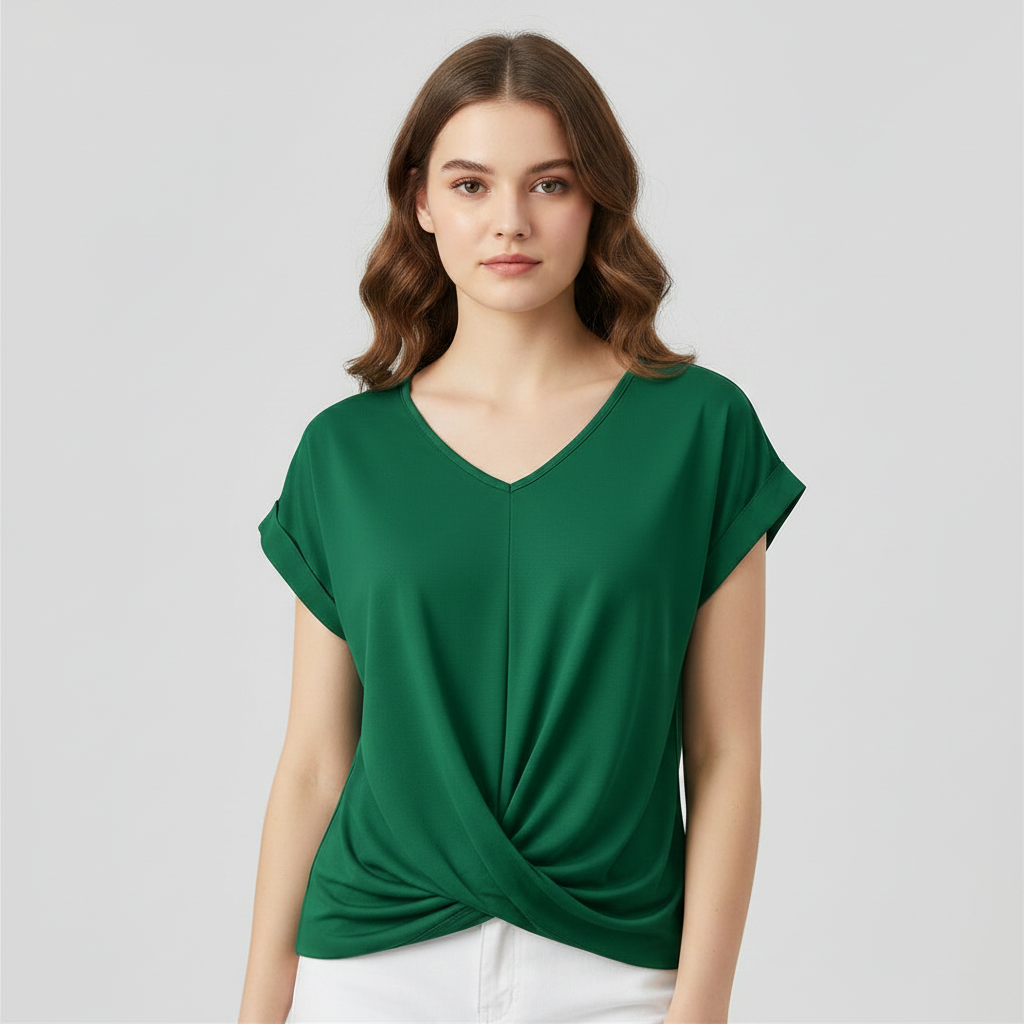 V-Neck Twist Detail Top | Women's Short Sleeve Top 4