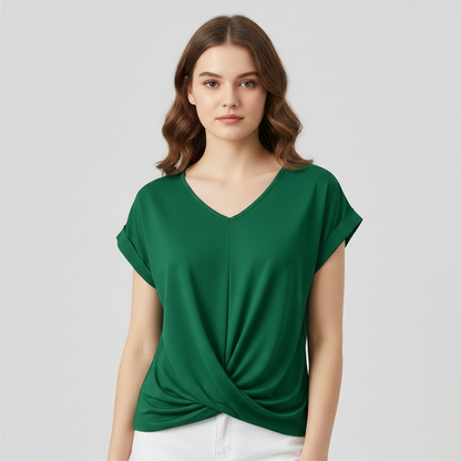 V-Neck Twist Detail Top | Women's Short Sleeve Top 4