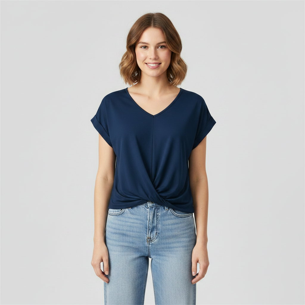 V-Neck Twist Detail Top | Women's Short Sleeve Top 5