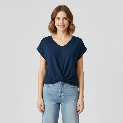 V-Neck Twist Detail Top | Women's Short Sleeve Top 5