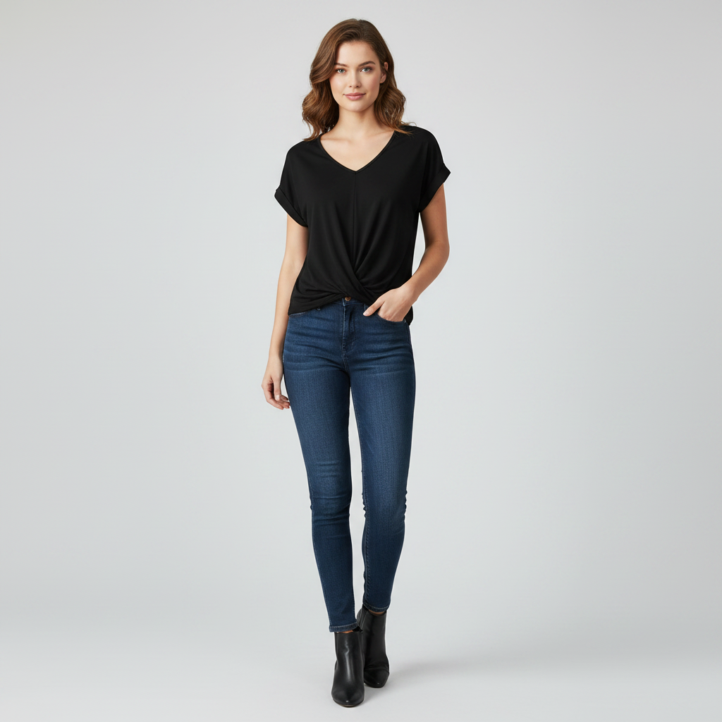 V-Neck Twist Detail Top | Women's Short Sleeve Top 6