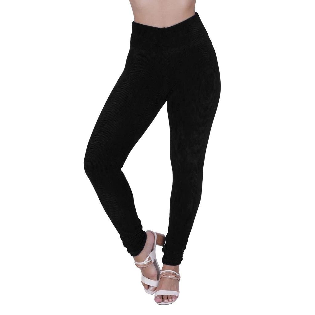 Velvet Flannel Leggings | Women's Black Size M Cotton Blend 0