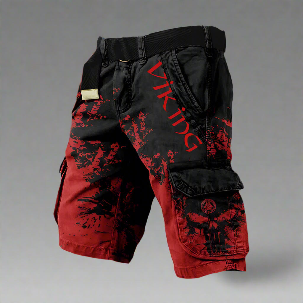 Viking Skull Cargo Shorts | Men's Street Style 4
