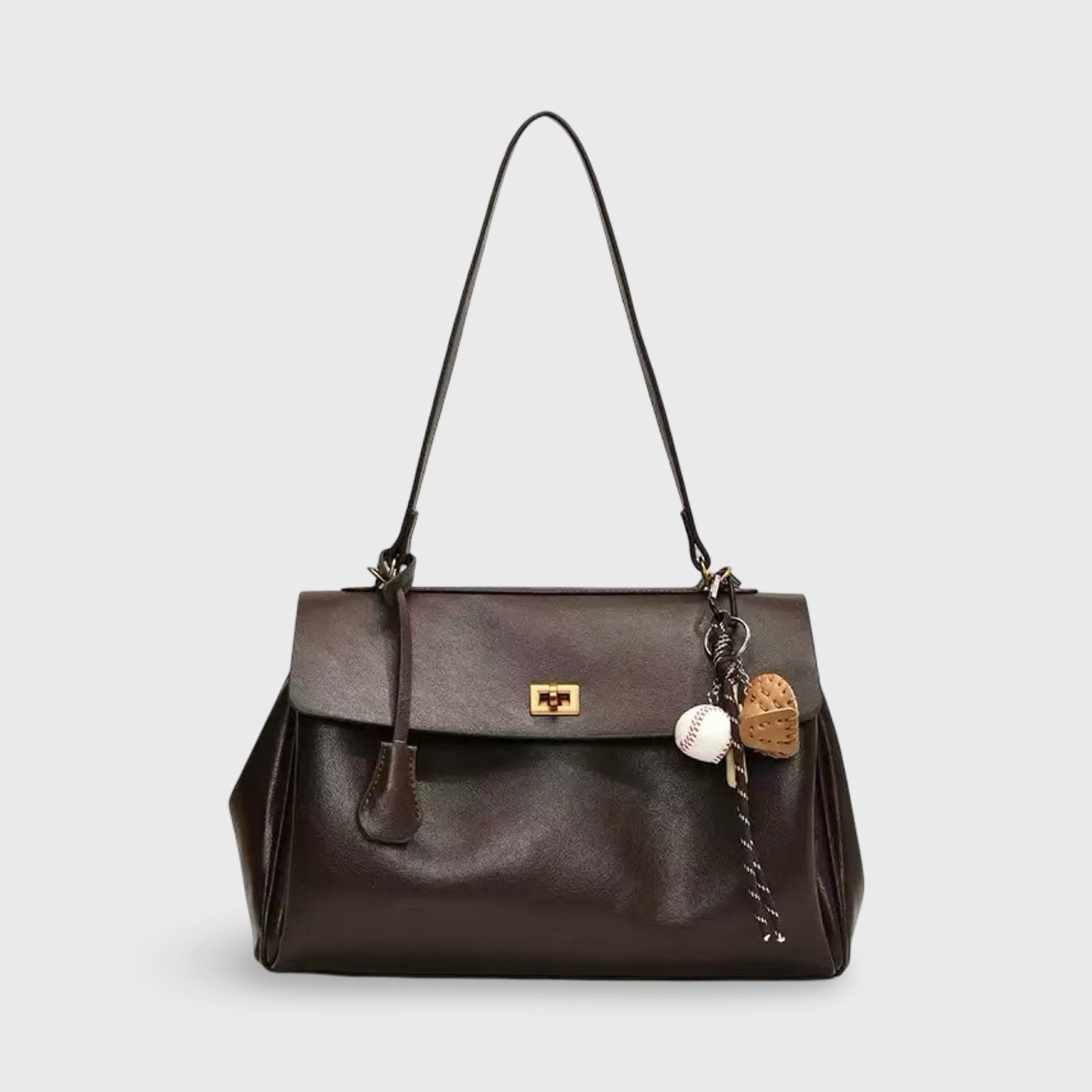 Vintage Leather Bag Brown Medium Vegan Leather 0